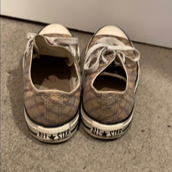 Tan, orange and cranberry plaid converse all-stars - Picture 3 of 6